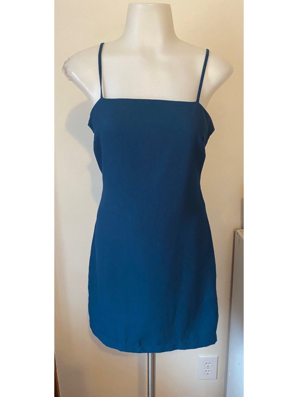 Open Back Tie Teal Mini Dress